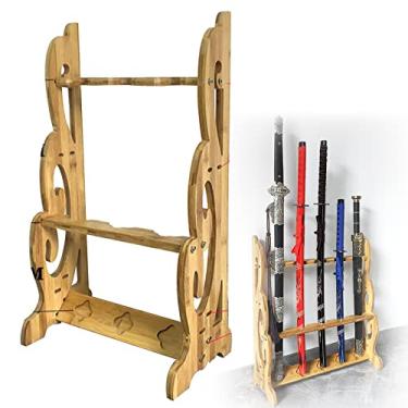 Imagem de Suporte de espada suporte vertical para katana, prateleiras de exibição de armas de pé, prateleira de exibição de espadas samurais de 1 a 9 níveis, cabide de espadas Wakizashi tanto, suporte de ex