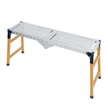 Imagem de WYUYIWH Andaime portátil de aço resistente, plataforma de trabalho para manutenção geral, andaime telescópico com capacidade de 150 kg (L150 cm x L 30 cm)