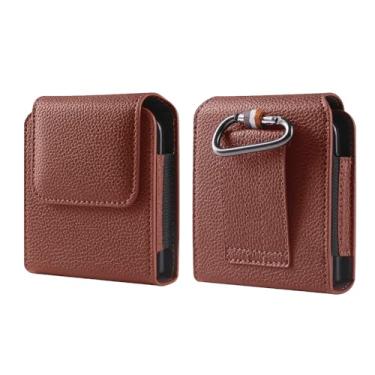 Imagem de Flip Cell Phone Case Belt Clip Holster for Samsung Galaxy Z Flip 4, Galaxy Z Flip 3 5G, Galaxy Z Flip 5G, Motorola Razr 5G,Razr 2019 PU Leather Belt Loop Phone Holder Pouch Magnetic Closure (A- Brown)