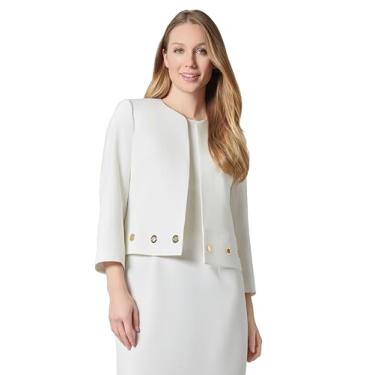 Imagem de Kasper JKT W Gromets Feminino Crepe Boxy Sem Colarinho, Lírio branco, 12