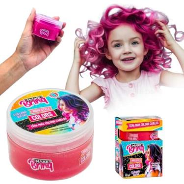 Imagem de Cera Colorir Cabelo Infantil Lavável Menina Todo Tipo Cabelo Rosa Roxo Mechas Coloridas Presente Aniversário Natal Brinquedo Criativo 5 6 7 8 9 Anos Estilo Não Mancha Sai Com Água E Shampoo (Rosa)