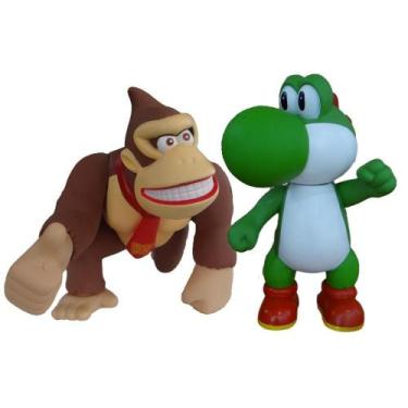 Imagem de Kit 2 Bonecos Grandes Donkey Kong E Yoshi 23Cm Coleção - Super Size Fi