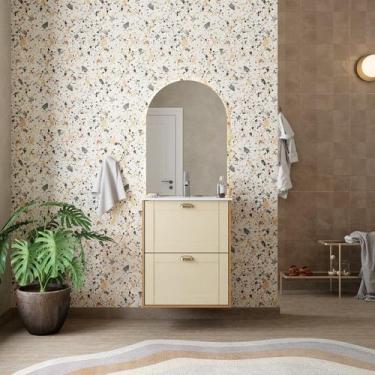 Imagem de Gabinete de Banheiro Montado em Madeira Areia c/ Lavatório 60cm Grou C