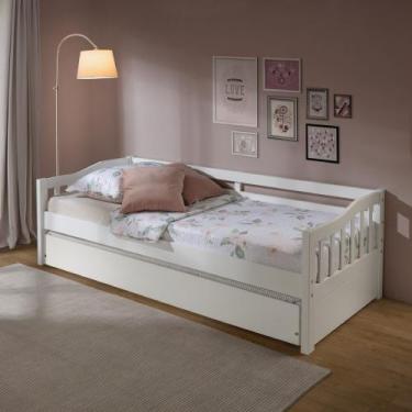 Imagem de Sofá Cama Plus com Cama Auxiliar em Madeira Maciça Mv Outlet, Branco