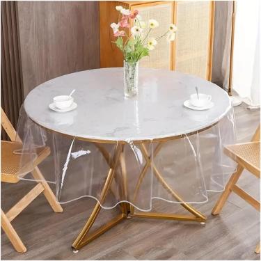 Imagem de Toalha De Mesa Redonda Toalha De Mesa Redonda Transparente Toalha De Mesa De Plástico Redonda Manga Protetora, Toalha De Mesa à Prova D'água E à Prova De óleo