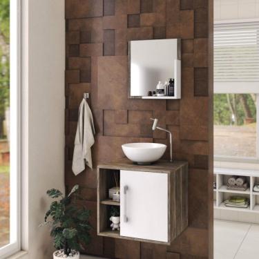 Imagem de Conjunto para Banheiro Gabinete com Cuba Redonda R30 e Espelheira Soft 500w