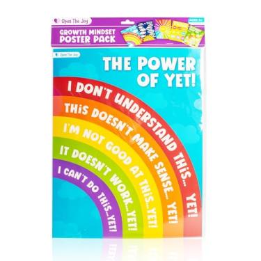 Imagem de Open The Joy Pacote de pôsteres de mentalidade de crescimento – pôsteres de afirmação positiva e motivação para crianças | Decoração de parede de sala de aula e casa para autoestima e resiliência | A
