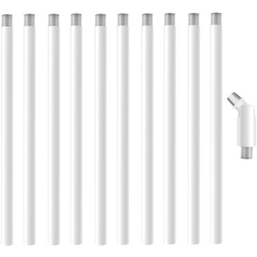 Imagem de MAYOMAJO 10 Peças De Hastes Extensão Roscadas M10 12 Polegadas, Fixação Iluminação E Kits Adaptadores Teto Inclinado 180 Graus Para Luminárias Pendentes, Ilha, Lustres (Branco)