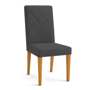 Imagem de Cadeira de Jantar Estofada Siena Veludo Pés Trapézio Castanho - Pallazio