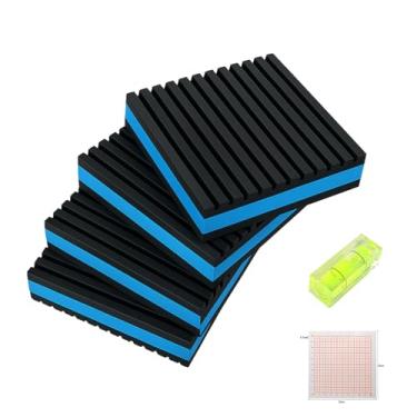Imagem de Almofadas antivibração 4P 10 x 10 cm x 1,9 cm tapetes de borracha com nervuras com isolamento acústico com centro de EVA, almofadas de isolamento de vibração resistente para compressores de ar