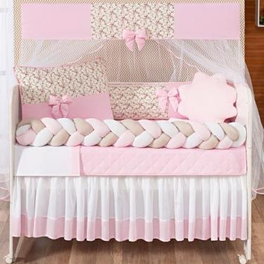 Imagem de Jogo enxoval do doce bebê trançado azul e rosa com lençol de algodão 1