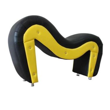Imagem de Poltrona Preta e Amarela Cavalinho Tantra Chair com Algemas - TAPEÇARI