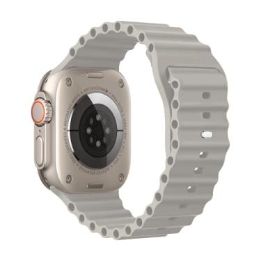 Imagem de BHUIJIC Pulseira Ocean Band compatível com relógio ultra série 10, 9, 8, 7, 6, 5, 4, 3, 2 e 1 de 49 mm, 46 mm, 44 mm e 42 mm, cinza nublado
