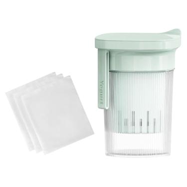 Imagem de Fenteer Coador para iogurte grego com tampa, utensílio de cozinha para filtrar leite e queijo, Verde