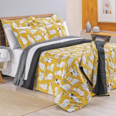 Imagem de Edredom Queen New Cats Estampado 200 Fios 100% Algodão 3 Peças - Casa 