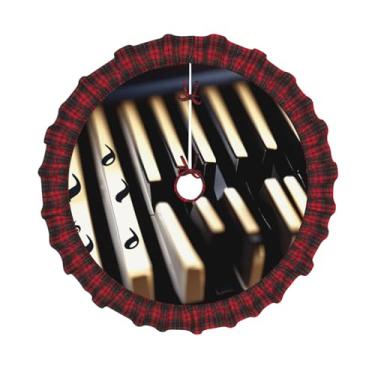 Imagem de Piano com notas musicais - Saia grande para árvore de Natal para enfeites de Natal, festas, casa, decoração interna