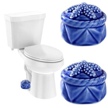 Imagem de Conjunto de 2 tampas de parafuso de vaso sanitário de estrela do mar tampas decorativas de parafusos de vaso sanitário de cerâmica tampas de parafusos de banheiro bonito capa de parafuso decoração de
