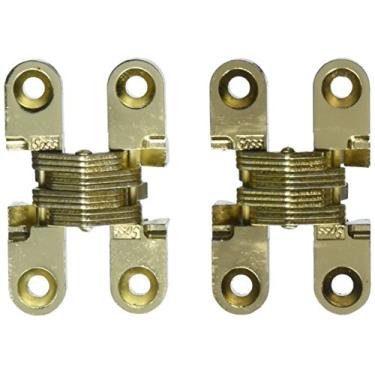 Imagem de SOSS Dobradiça invisível de zinco 101 com furos para aplicações em madeira ou metal, montagem de encaixe, acabamento exterior de latão brilhante (pacote com 2)