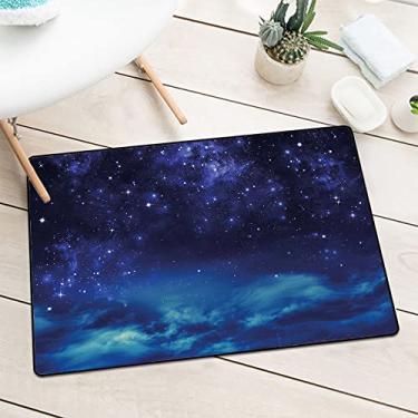 Imagem de Tapete de porta com céu noturno, durável, tapete de boas-vindas externo e interno antiderrapante para entrada, tapete de baixo perfil para quintal, garagem, áreas de alto tráfego L 29,5 x C 100 cm,
