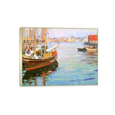 Imagem de MUHJDYC Jane Peterson Canvas Wall Art - Reprodução de pôster de pintura famosa - Quadro prateado para decoração de sala de estar (Harbor 4) 20x25cm-8x10in