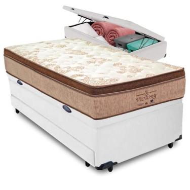 Imagem de Bicama Baú Branco + Colchão Victory Molas V-Tech Solteiro