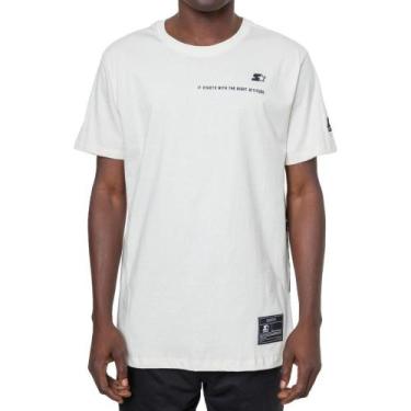 Imagem de Camiseta Starter Estampada Algodão Masculina Streetwear Urban, Off whi