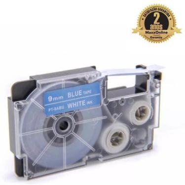 Imagem de Fita Compatível Casio XR-9ABU Azul Letra Branca 9mm - Genérica Casio