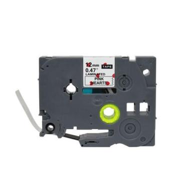 Imagem de Fita Compatível Brother Tze MPPH31 Branca Letra Preta com Corações 12m