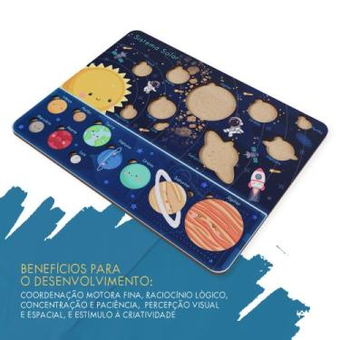 Imagem de QuebraCabeça Interativo de Encaixe Sistema Solar em MDF Aprenda Brinca