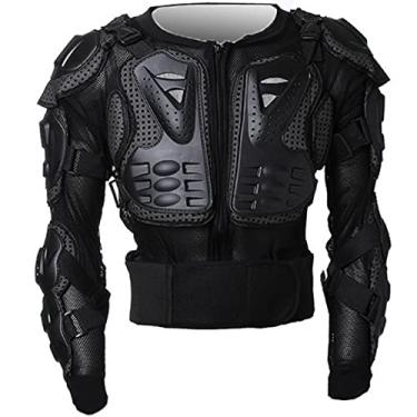 Imagem de Jaqueta de armadura de corpo inteiro para motocicleta camisa de proteção para coluna no peito equipamento de proteção para motocross motos protetor para adultos, preta, M