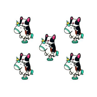 Imagem de Bru_289 Conjunto de 5 peças Mini Bulldog Francês Filhote de Cachorro Remendos Bonito Logotipo de Desenho Animado 8 Patches Costurar Ferro em Aplique Bordado Emblema Placa Remendo Roupas DIY Fantasia