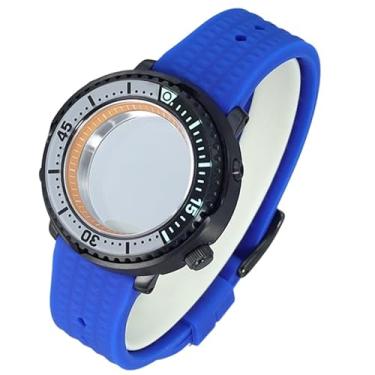 Imagem de FEIYASHI Caixa de relógio preta de aço inoxidável, vidro de cristal de safira para NH34 NH35, movimento 100 m, impermeável, atum, tartaruga, enlatada, 9 NH35 movimento + anel capítulo laranja, Caixa