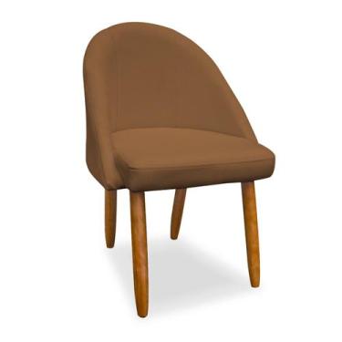 Imagem de Poltrona Cadeira Lua Veludo Sala de Jantar - Leo Decor, Terracota