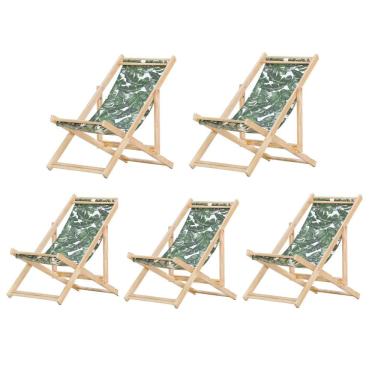 Imagem de Kit 5 Cadeiras Espreguiçadeira Preguiçosa Dobrávl Sem Braço Natural