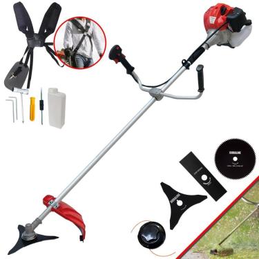 Imagem de Roçadeira À Gasolina Completa Anmax CG520P-TB Motor 2T 2,2HP 52cc 10.000rpm Com Carretel e Lâmina Facão + Kit Lâminas 3 Pontas e Disco 80 Dentes