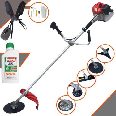 Imagem de Roçadeira Aparador de Grama Lateral Anmax CG520P À Gasolina 52cc 2,2HP 10.000rpm Robusta Com Carretel de Nylon + Kit 4 Lâminas de Corte + ÓLEO STIHL