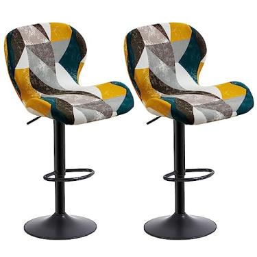 Imagem de Bifaunvogel Capas de banco de bar com altura de balcão com elástico nas costas, bancos giratórios de cozinha, coberturas curvas curtas para bancos de bar para sala de jantar, sala de estar e pub