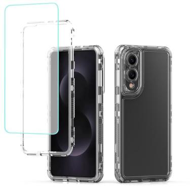 Imagem de Yodueiv Capa para Galaxy S25 Edge/para Samsung S25 Edge SM-S937U1 com protetor de tela de vidro temperado, capa protetora de telefone de corpo inteiro transparente de 3 camadas para Samsung Galaxy S25