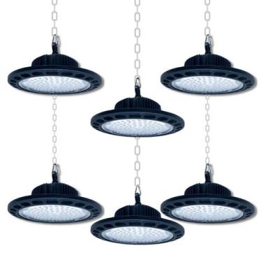 Imagem de Kit Luminária Led Ufo Highbay 100w Redondo Galpão Industrial Branco Fr