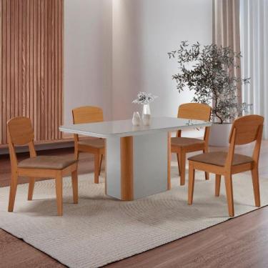 Imagem de Mesa de Jantar Isadora 120cm Tampo MDF Vidro com 4 Cadeiras Copper - M