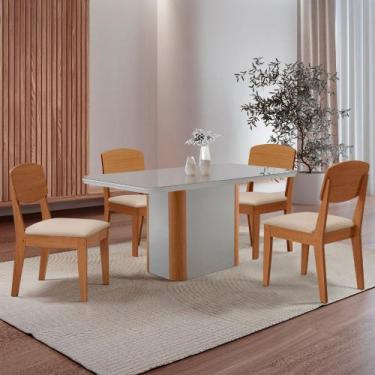 Imagem de Mesa de Jantar Isadora 120cm Tampo MDF Vidro com 4 Cadeiras Copper - M