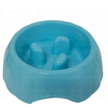 Imagem de Comedouro Alimentação Lenta Cachorro Gato 18x5x5cm Meu Pet, Azul