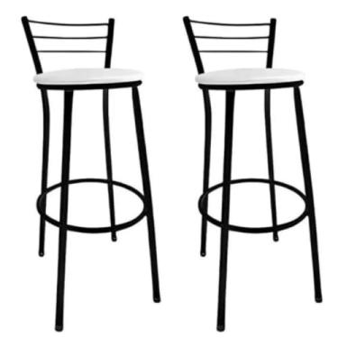 Imagem de Kit 2 Banqueta Alta Bistrô Bancos Bancada Cozinha Americana Bar Balcão(Branco)