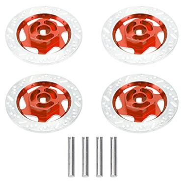 Imagem de 4Pack ShareGoo Metal 12mm Hex Hub Wheel Rim Tires Brake Disc Compatible with Traxxas Tamiya HSP HPI Redcat Racing 1/10 On-Road Car (Red)
