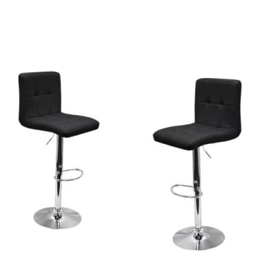 Imagem de Kit 4 Banquetas Confort Estofada Couro Giratória c/regulagem(Preto)