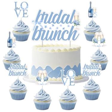 Imagem de Cheereveal 25Pcs Hydrangea Bridal Shower Cake Decorations, Bridal Brunch Cake Topper, Blue Hydrangea Cupcake Toppers, Floral Flowers Theme Mimosa Bar Wedding Engagement Bachelorette Party Supplies