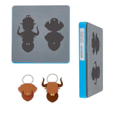 Imagem de SUPERDANT Pingente de vaca e cachorro, couro, touro e filhote, chaveiro, decoração, cortador de madeira, moldes de corte, couro, artesanato, couro, para presentes artesanais para amantes