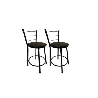 Imagem de Kit 2 Banqueta Balcão Baixa Preto Bar Gourmet Cozinha Lazer Área - For