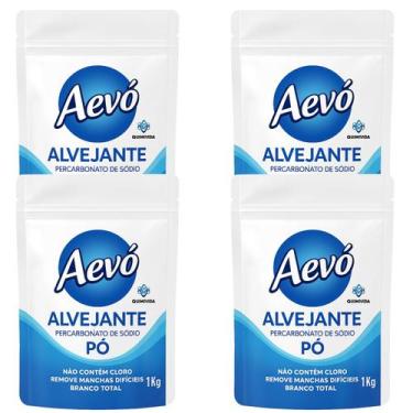 Imagem de Kit 4 Alvejante Aevó 1kg Sem Cloro Roupas Brancas - QUIMIVIDA