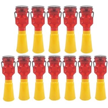 Imagem de Sinalizador Viario Solar Kit 12 Uni Cone Sinalizaçao Rua Estrada Rodovia Pista Iluminaçao Segurança Evita Acidentes Transito Chuva